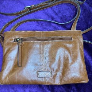Lodis Tan Leather Crossbody Bag
